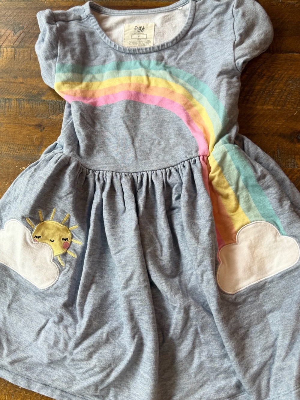 Little Sleepies Light Blue Rainbow & Sun Applique Dress